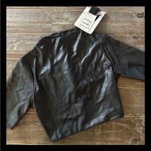 Naked Wardrobe Women's Double-Lined Short Sleeve Crop Top Black Size S NWT